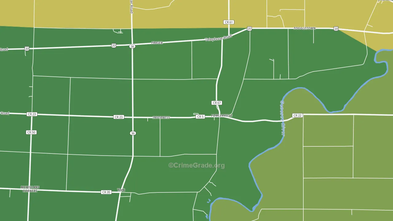 Fowlerville, NY Map of Theft Rates