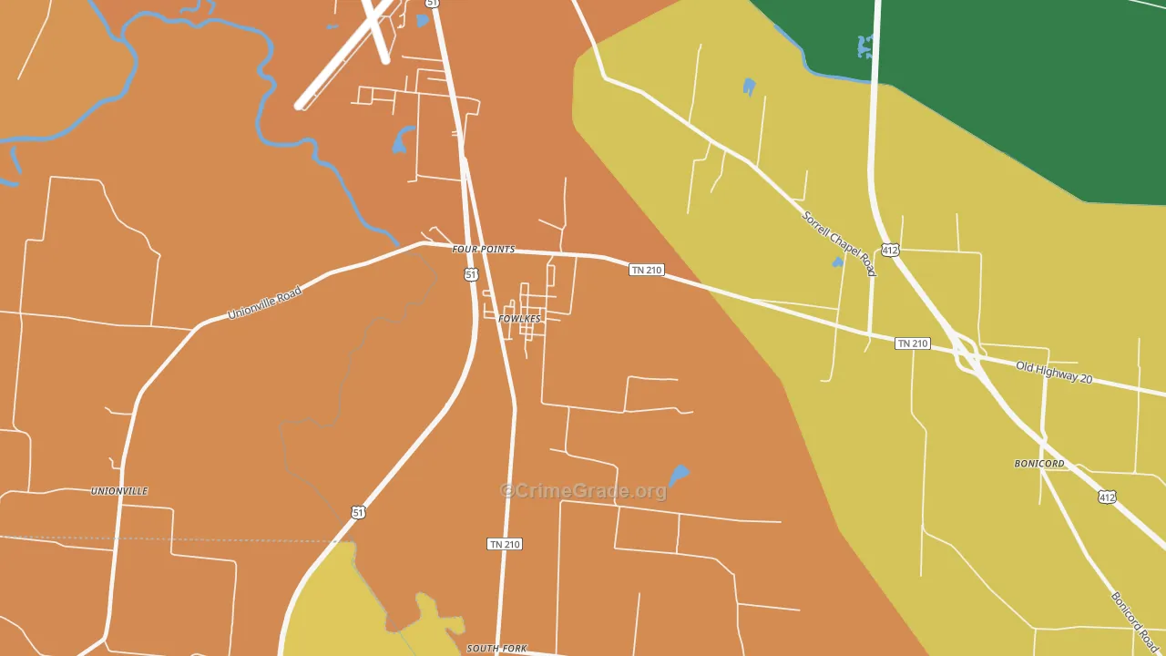 Fowlkes, TN Map of Theft Rates