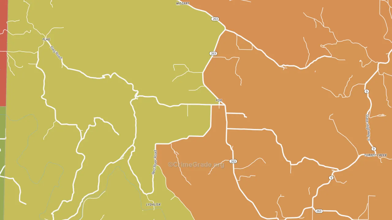 Fox, AR Map of Theft Rates