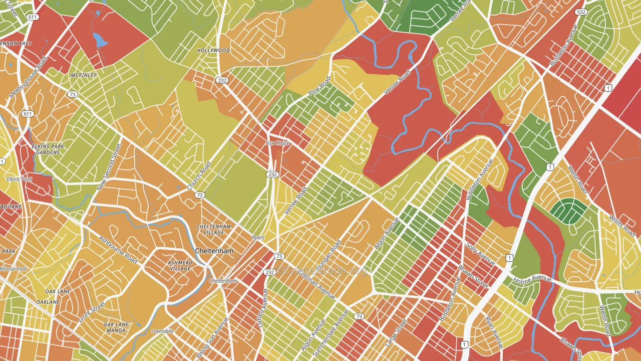 Fox Chase-Burholme, Philadelphia, PA Map of Theft Rates