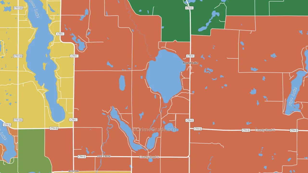 Fox Creek, WI Map of Theft Rates