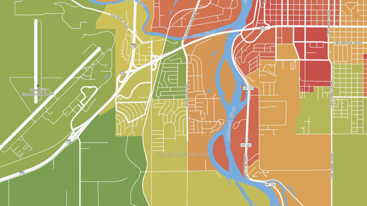 Fox Farm, Great Falls, MT Map of Theft Rates