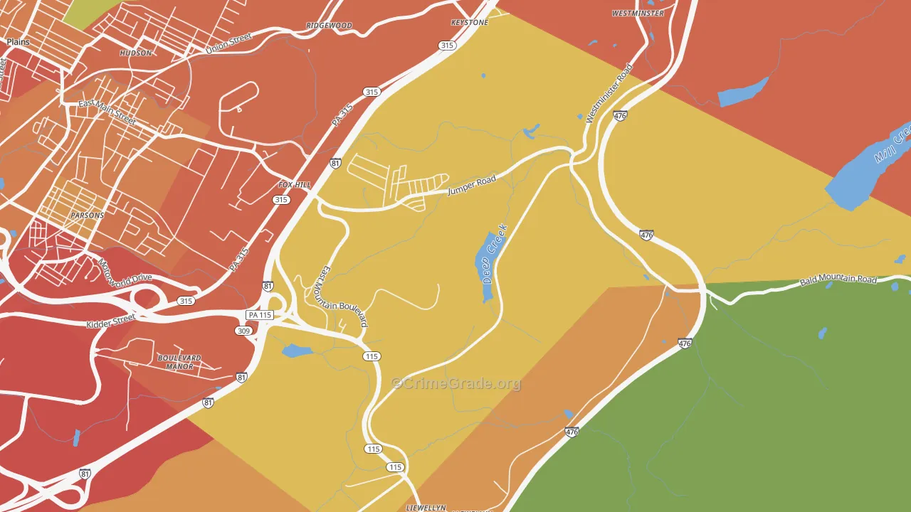 Fox Hill, PA Map of Theft Rates