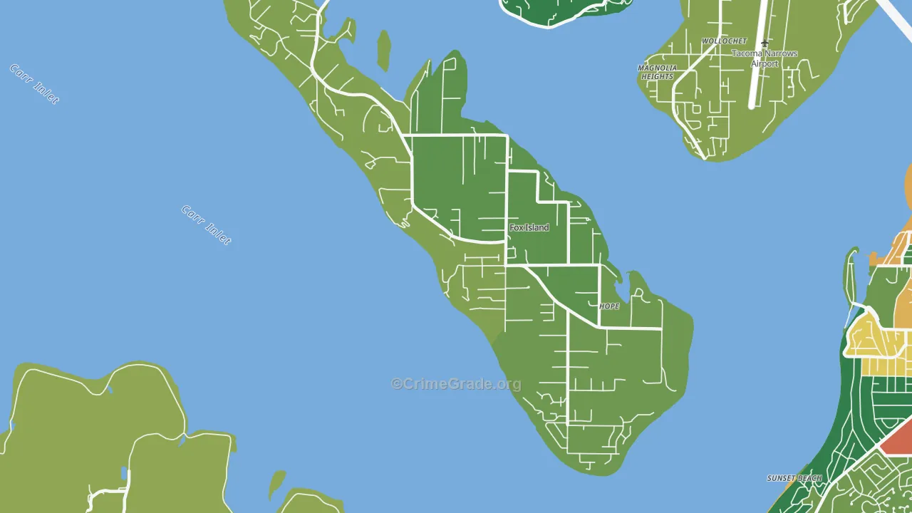 Fox Island, WA Map of Theft Rates
