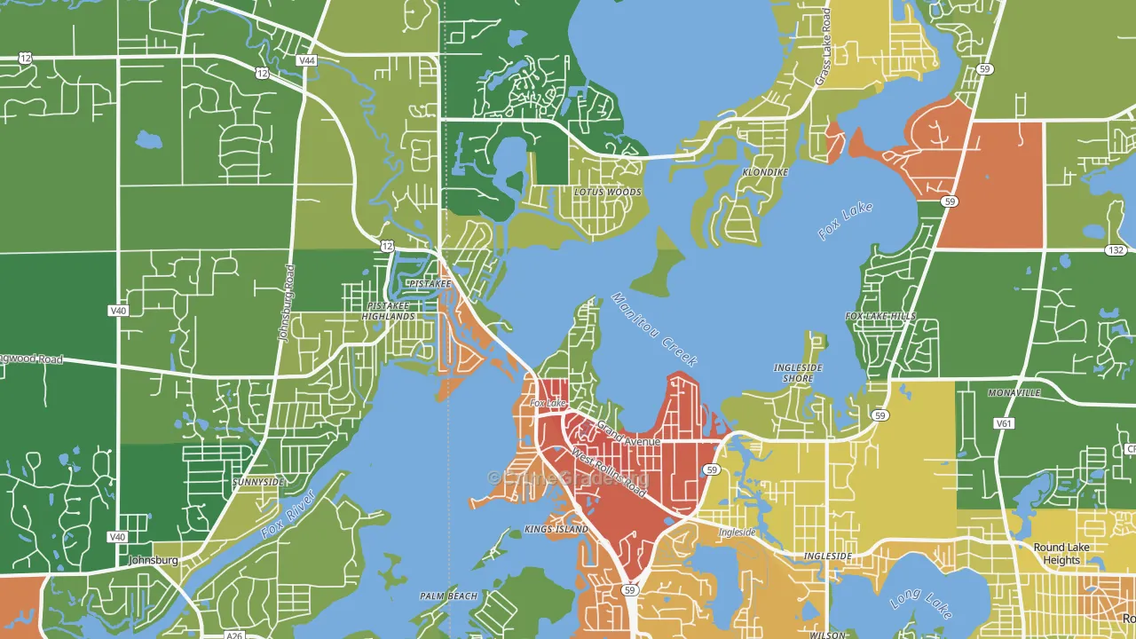 Fox Lake, IL Map of Theft Rates