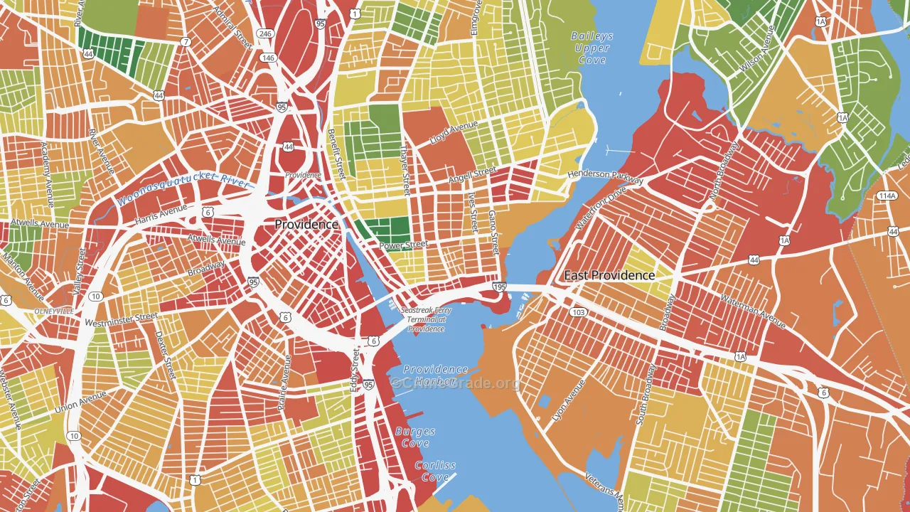 Fox Point, Providence, RI Map of Theft Rates