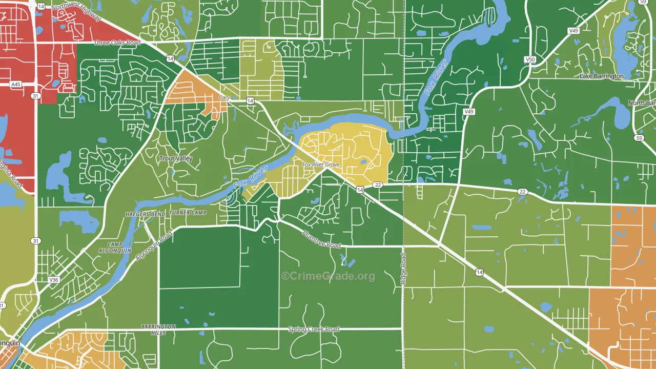 Fox River Grove, IL Map of Theft Rates