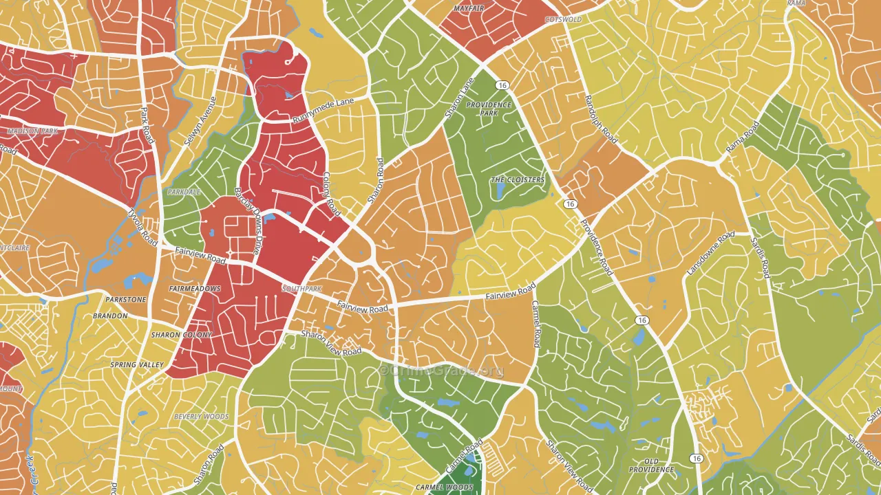 Foxcroft, Charlotte, NC Map of Theft Rates