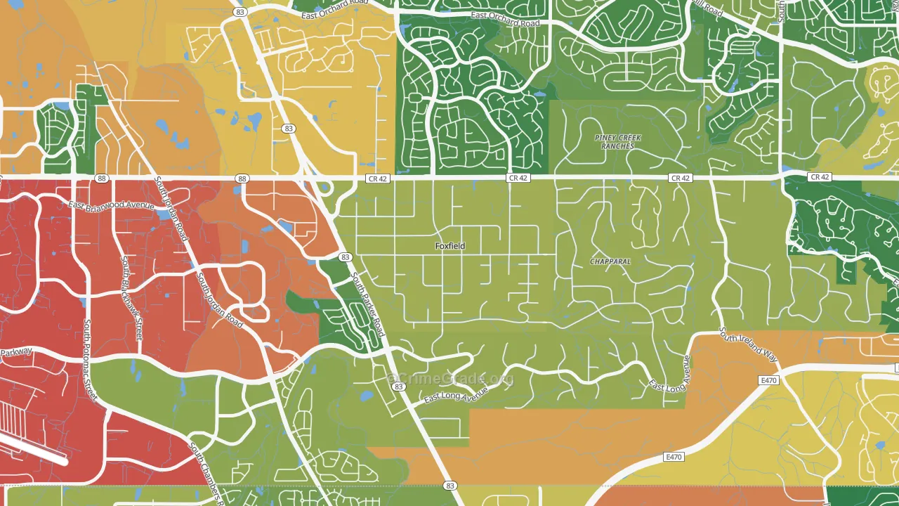 Foxfield, CO Map of Theft Rates