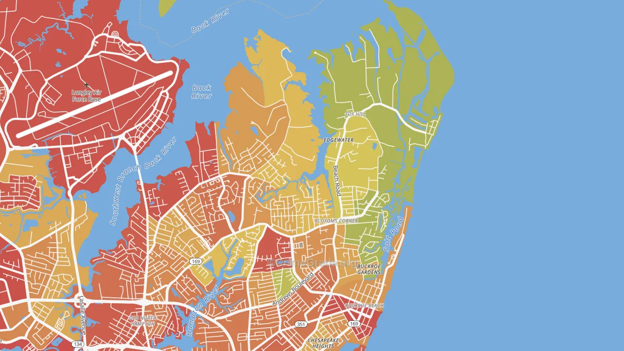 Foxhill, Hampton, VA Map of Theft Rates