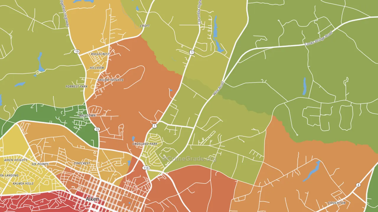 Foxtown, SC Map of Theft Rates