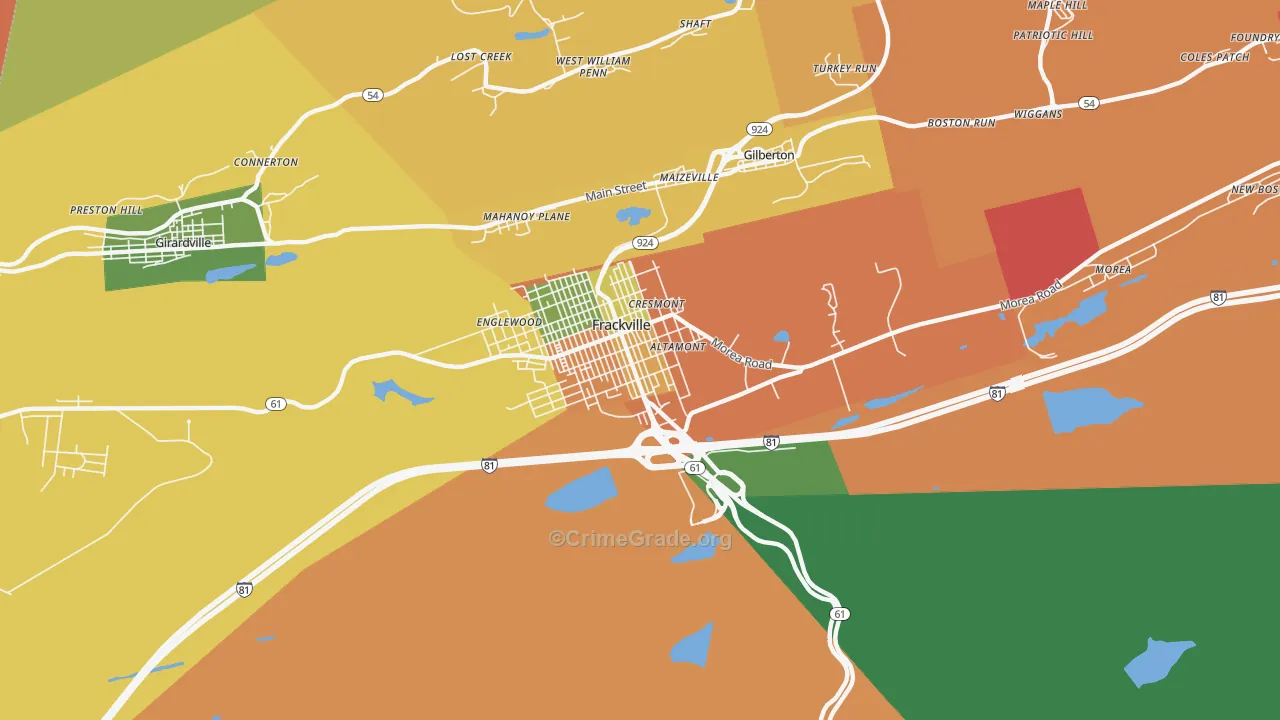 Frackville, PA Map of Theft Rates