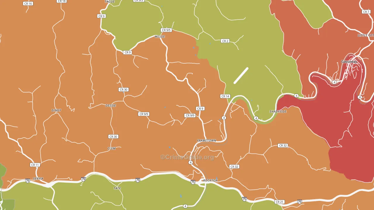 Frametown, WV Map of Theft Rates