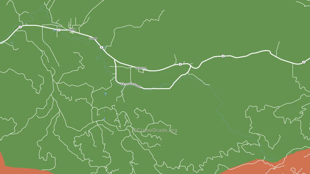 Frances, WA Map of Theft Rates