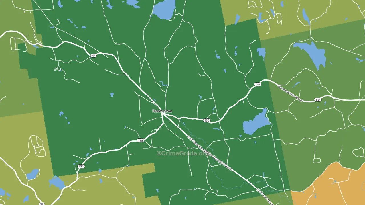 Francestown, NH Map of Theft Rates