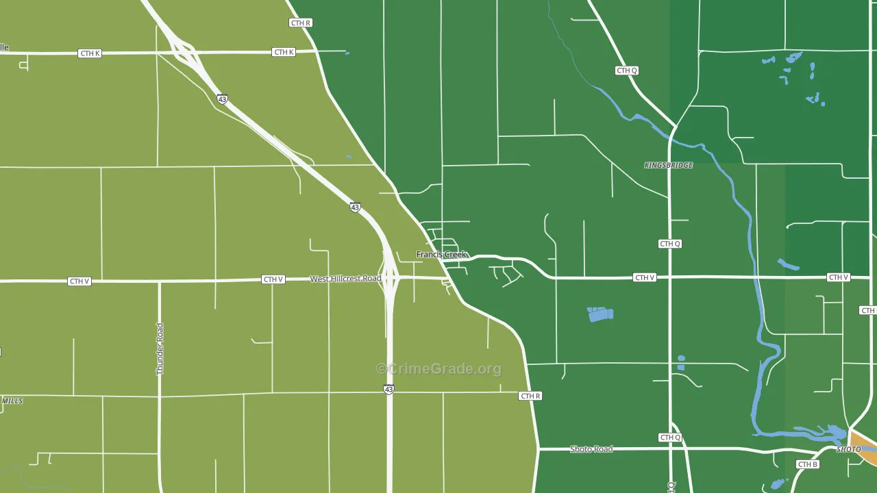 Francis Creek, WI Map of Theft Rates