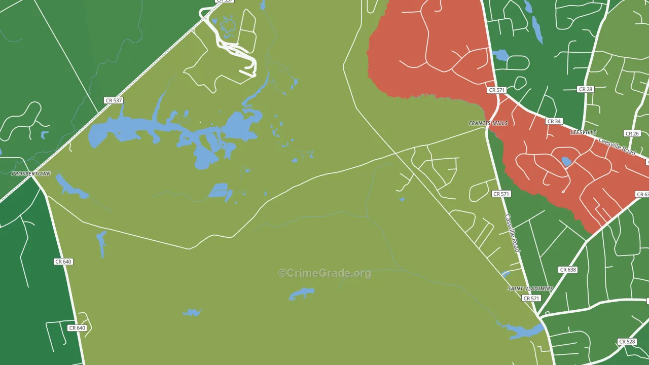 Francis Mills, NJ Map of Theft Rates