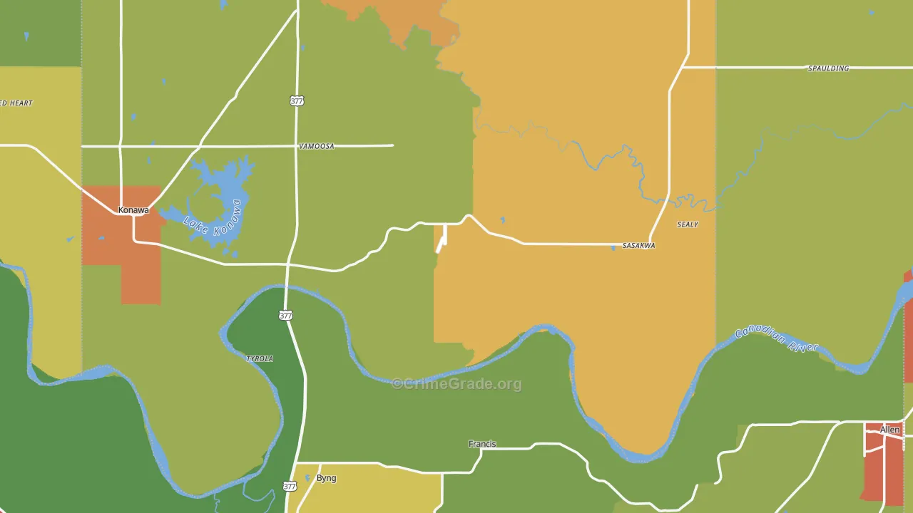Francis, OK Map of Theft Rates