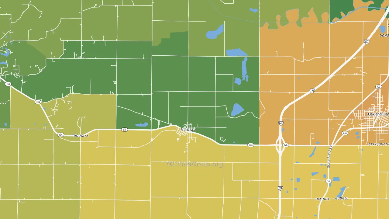 Francisco, IN Map of Theft Rates