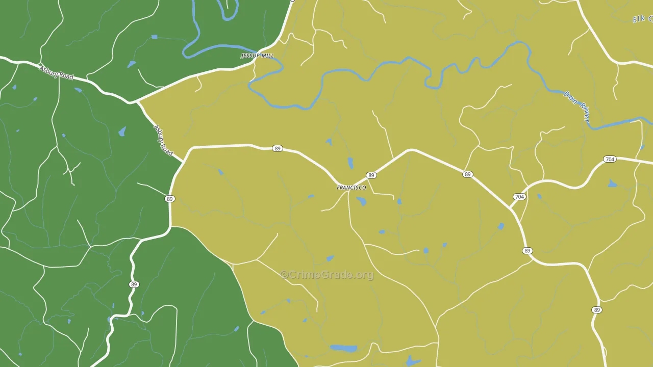 Francisco, NC Map of Theft Rates