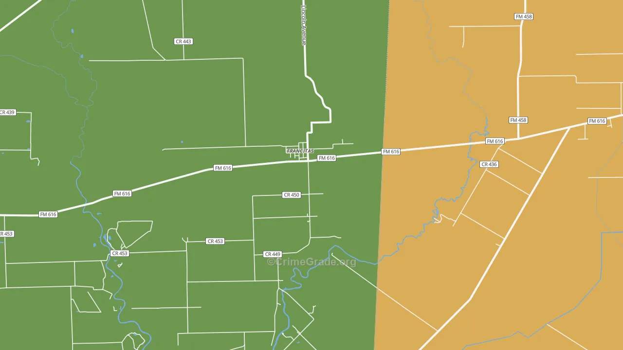 Francitas, TX Map of Theft Rates