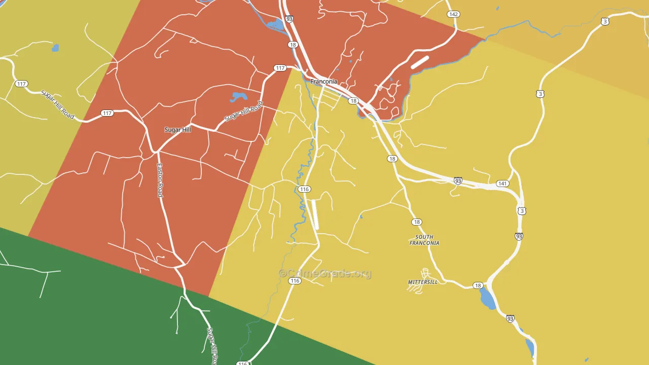 Franconia, NH Map of Theft Rates