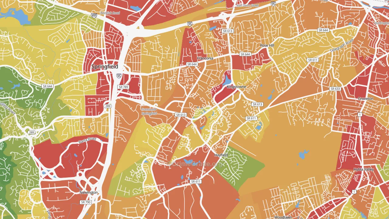 Franconia, VA Map of Theft Rates
