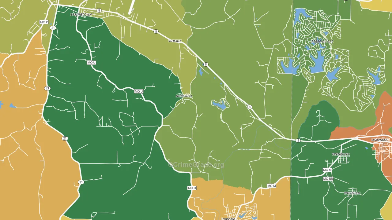 Frankclay, MO Map of Theft Rates