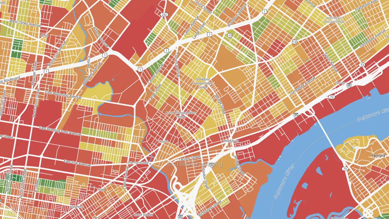 Frankford, Philadelphia, PA Map of Theft Rates