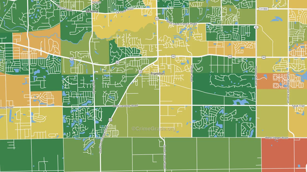 Frankfort, IL Map of Theft Rates