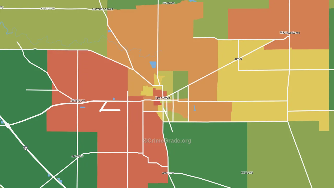 Frankfort, IN Map of Theft Rates