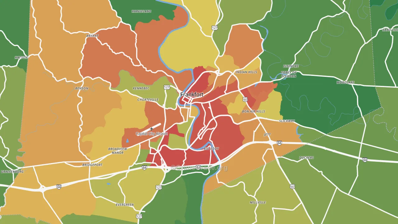 Frankfort, KY Map of Theft Rates