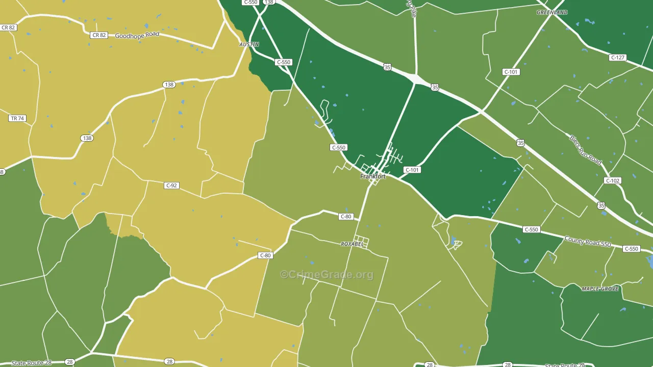Frankfort, OH Map of Theft Rates