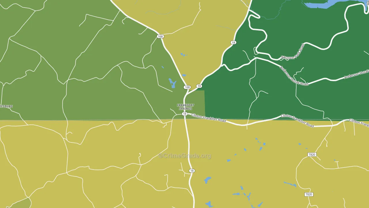 Frankfort Springs, PA Map of Theft Rates