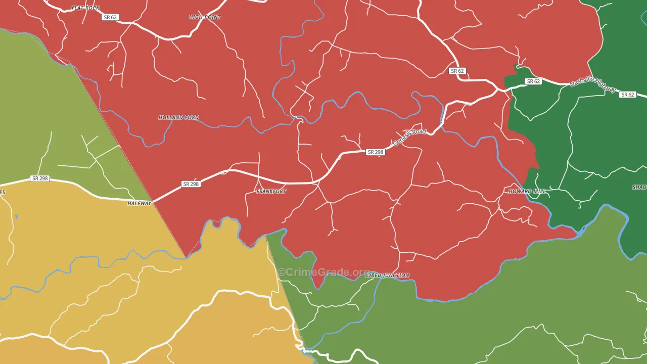 Frankfort, TN Map of Theft Rates