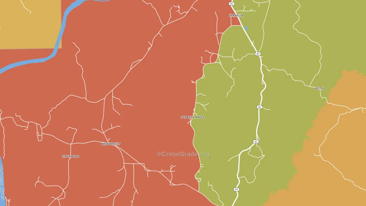 Franklin, AL Map of Theft Rates