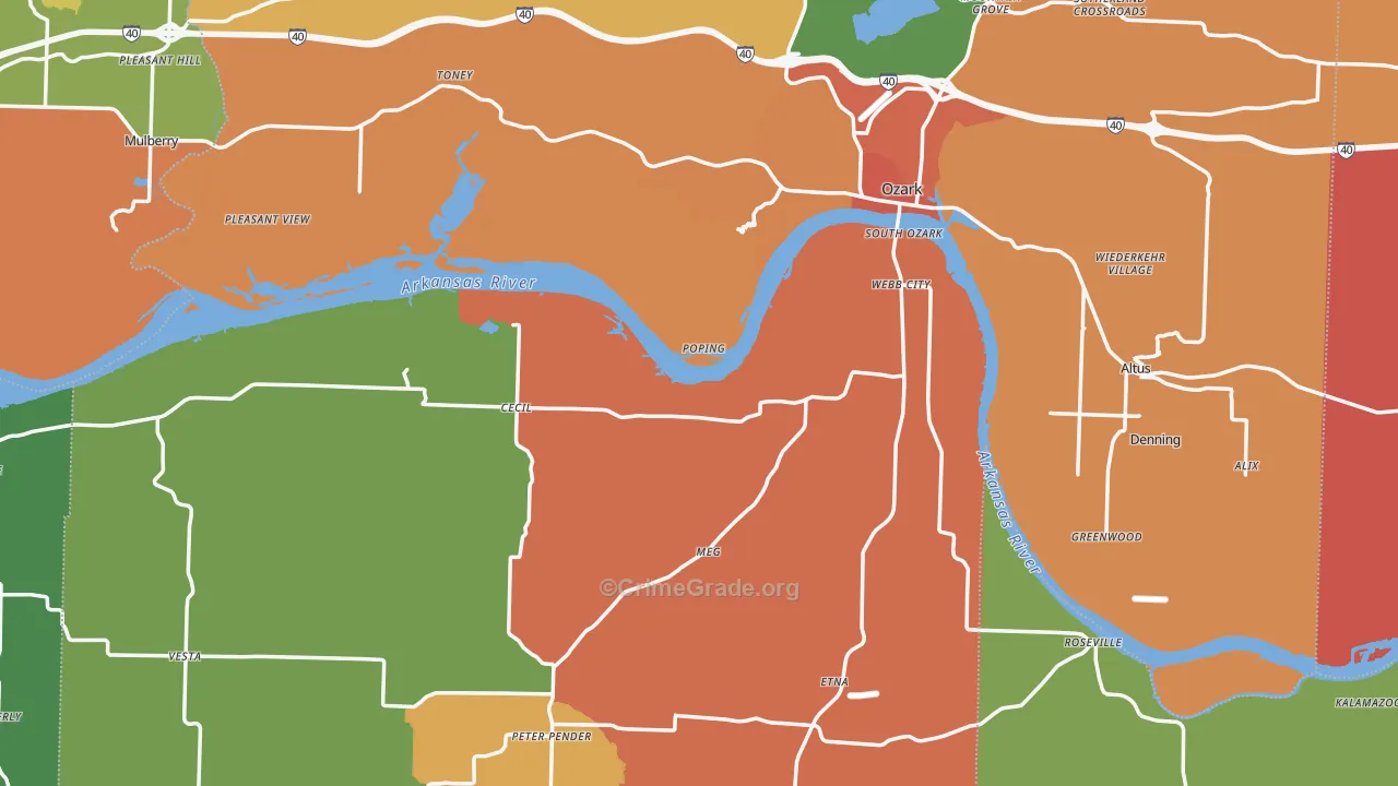 Franklin County, AR Map of Theft Rates