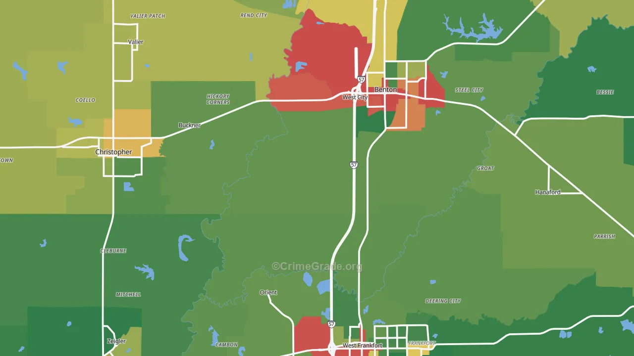 Franklin County, IL Map of Theft Rates