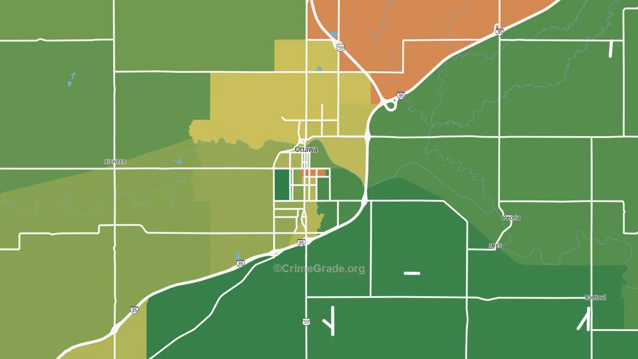 Franklin County, KS Map of Theft Rates