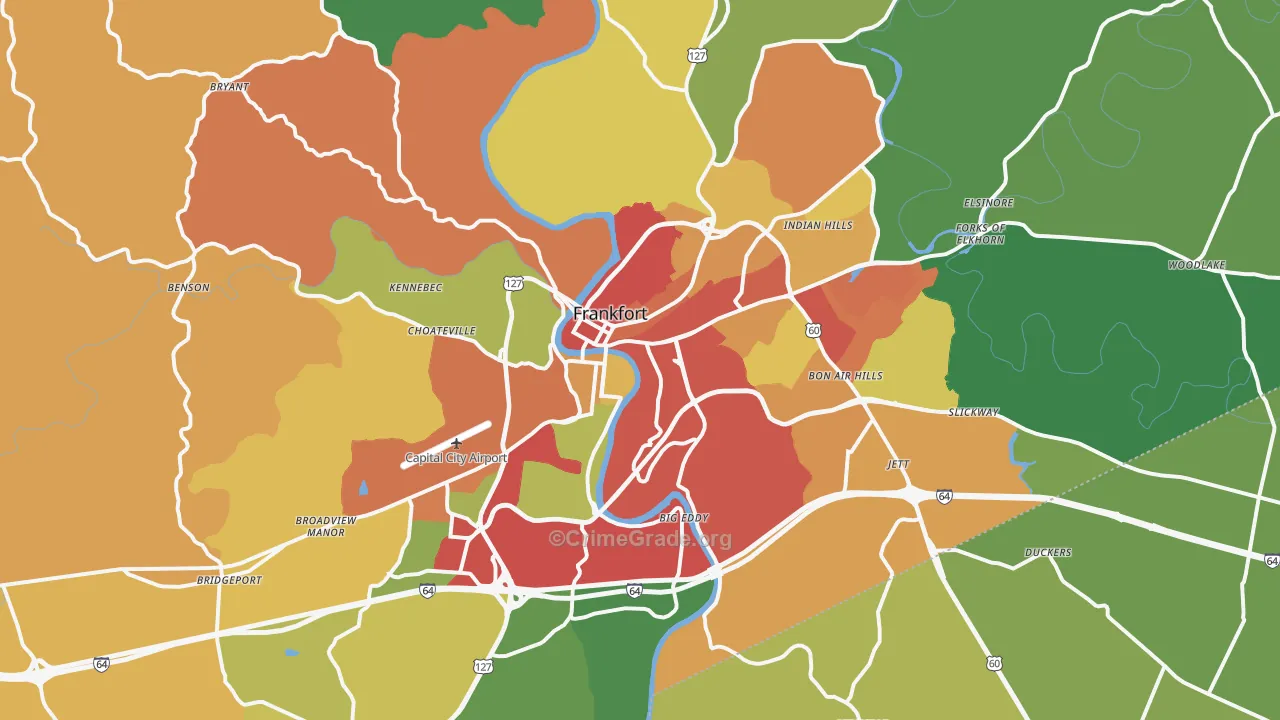 Franklin County, KY Map of Theft Rates