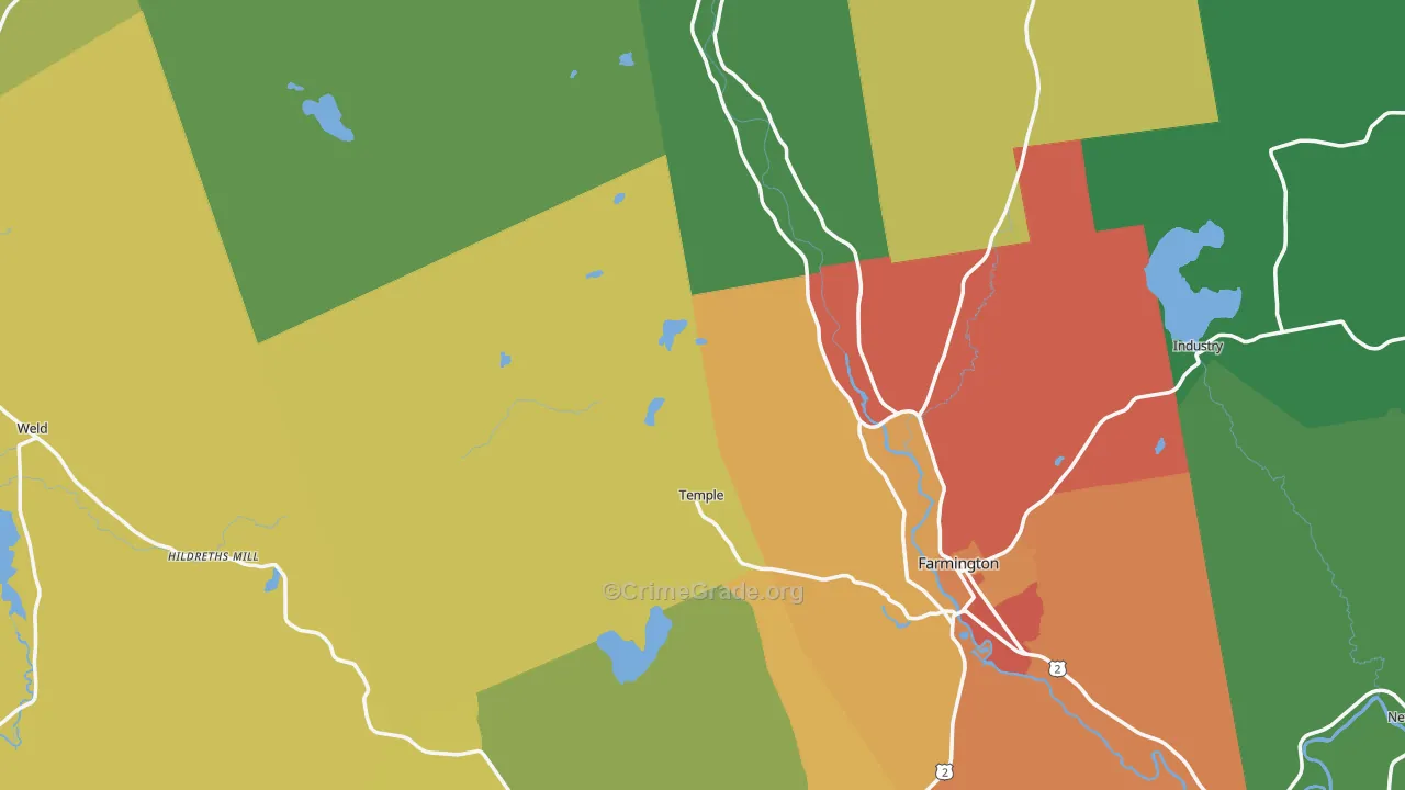 Franklin County, ME Map of Theft Rates