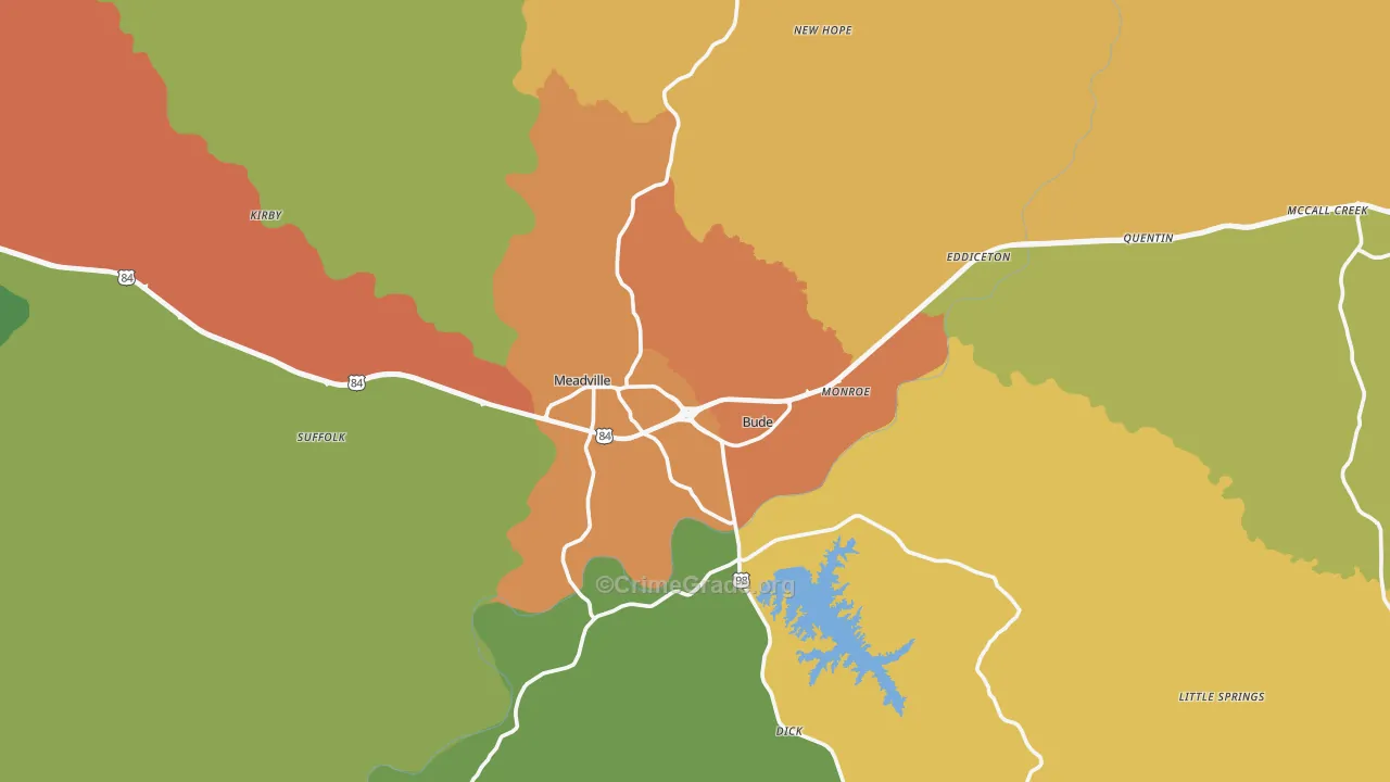 Franklin County, MS Map of Theft Rates