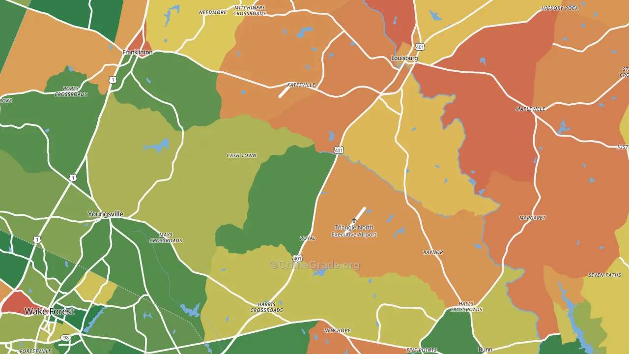 Franklin County, NC Map of Theft Rates