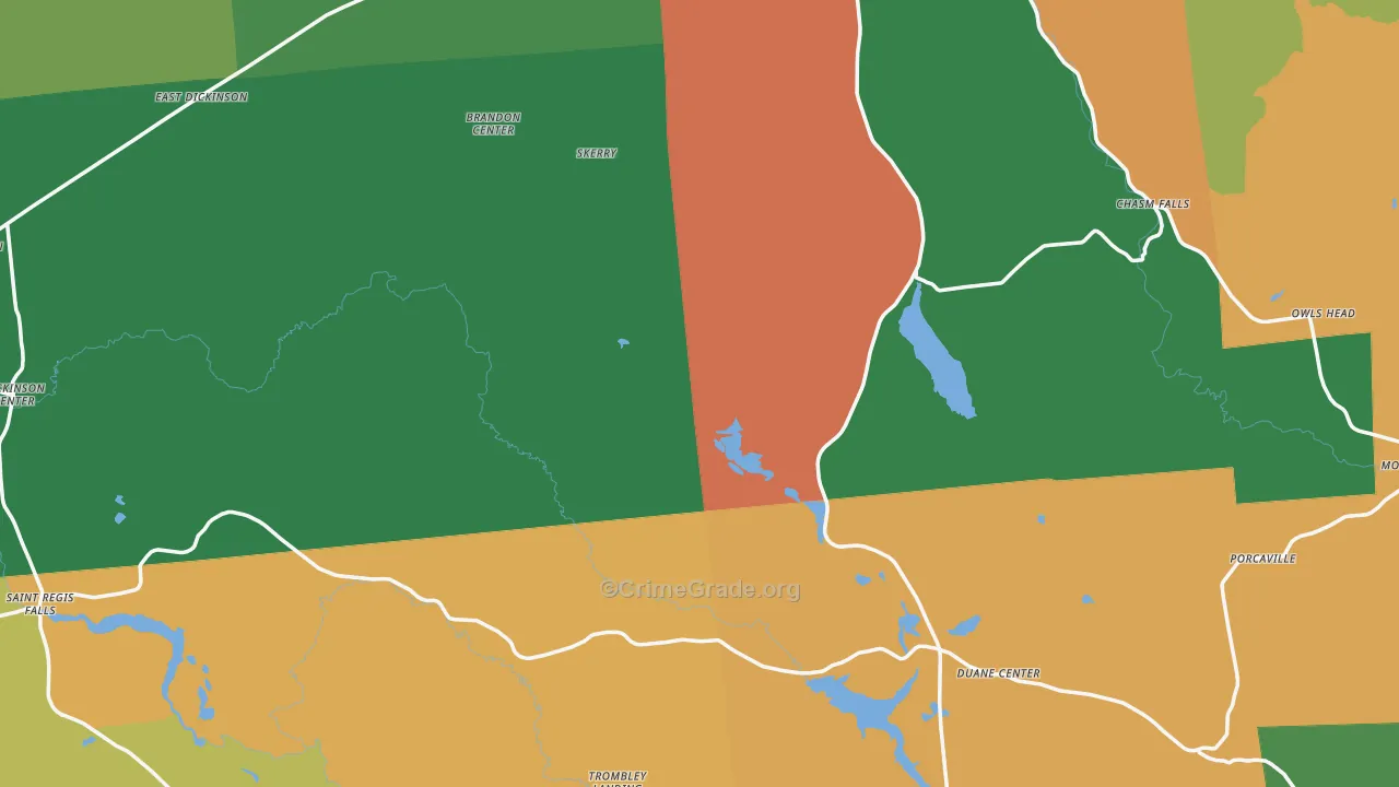 Franklin County, NY Map of Theft Rates