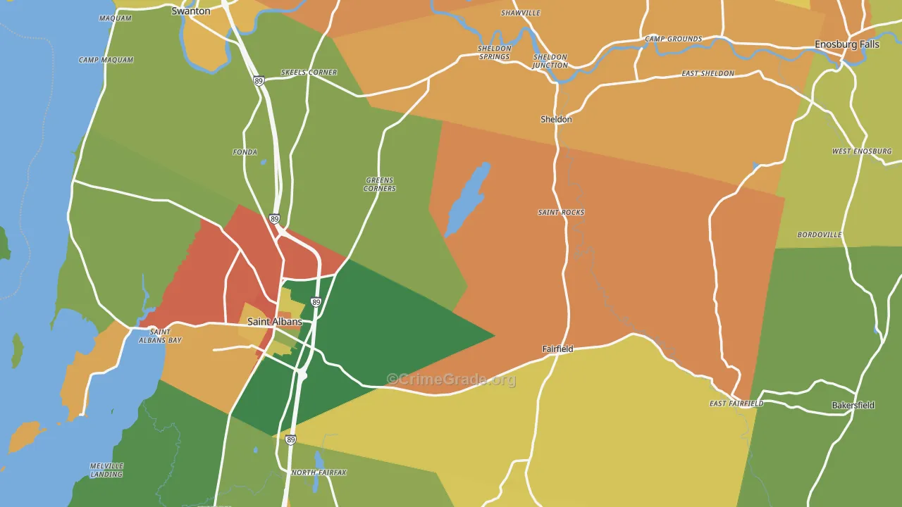 Franklin County, VT Map of Theft Rates