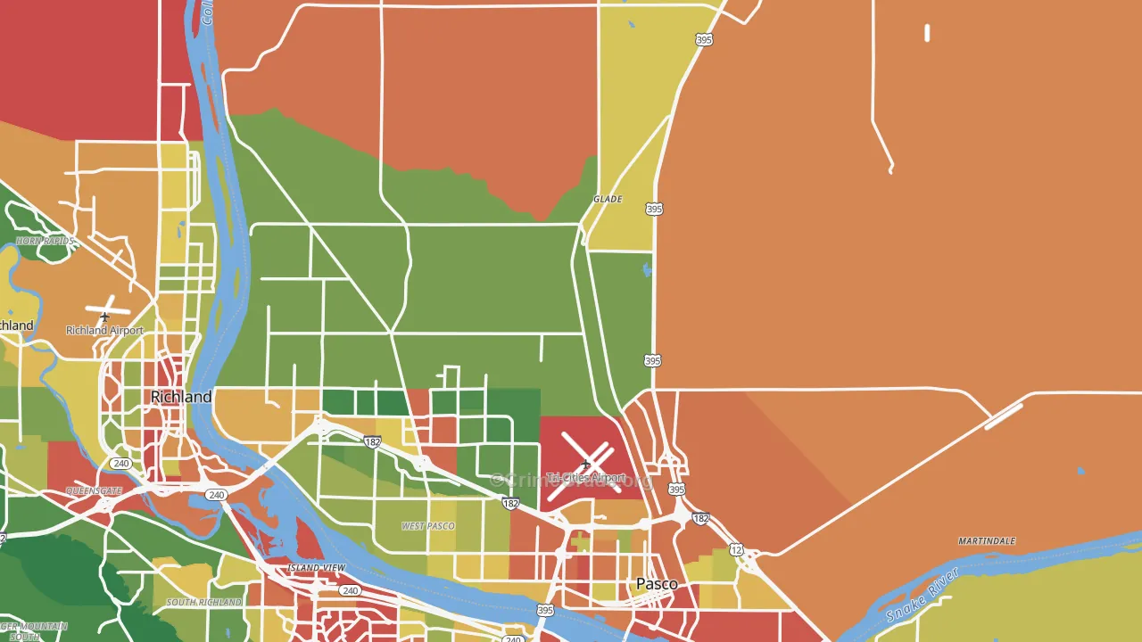 Franklin County, WA Map of Theft Rates