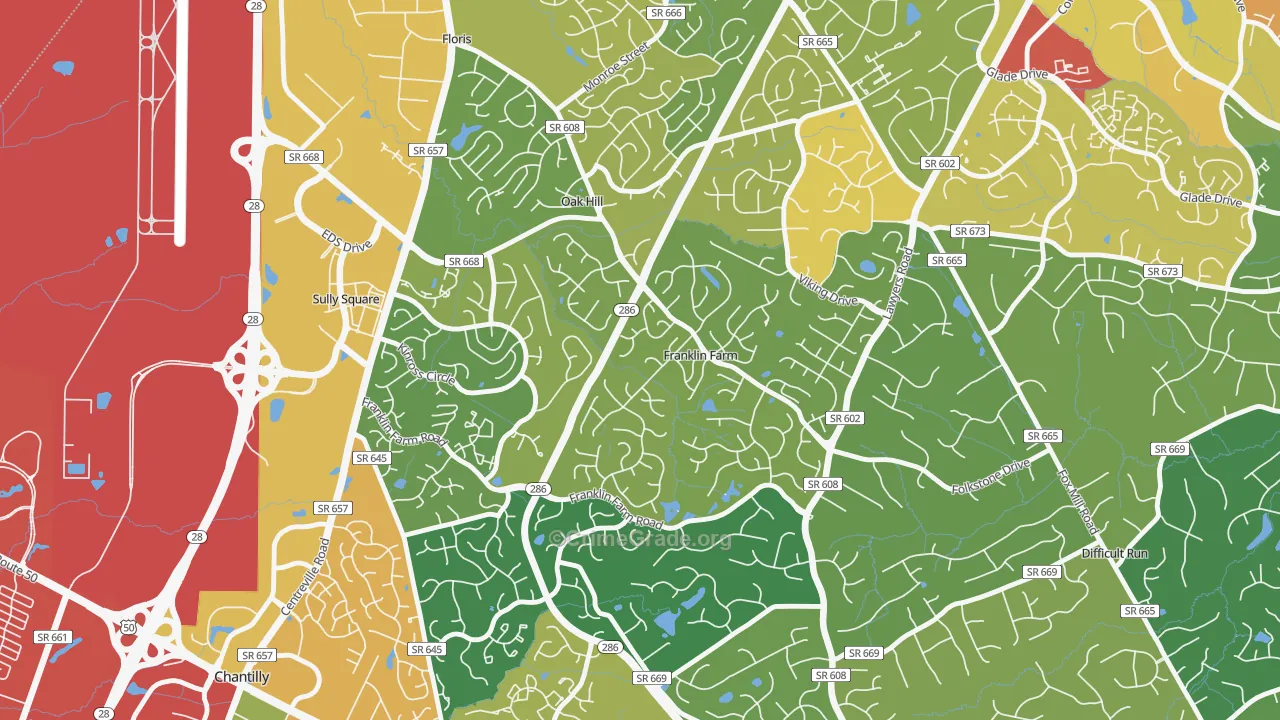 Franklin Farm, VA Map of Theft Rates