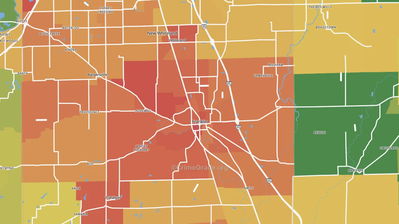 Franklin, IN Map of Theft Rates