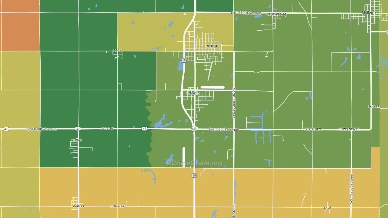 Franklin, KS Map of Theft Rates