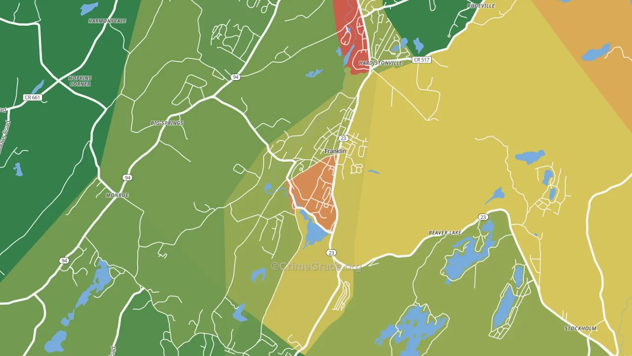 Franklin, NJ Map of Theft Rates